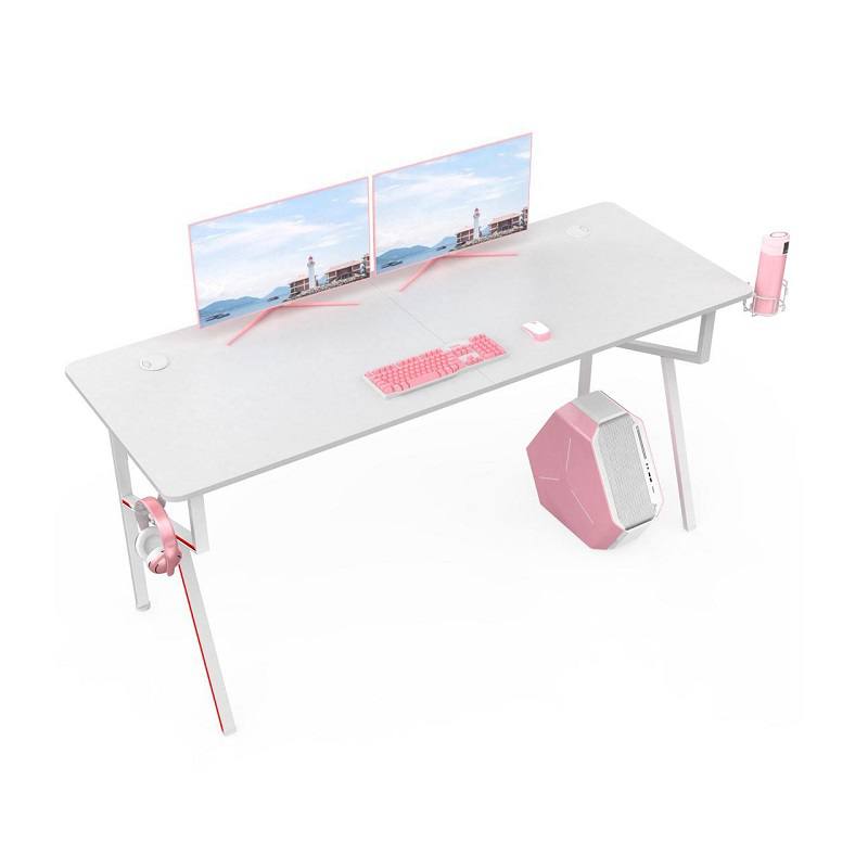 Flexispot Comhar - Mesa de cristal eléctrica de altura ajustable de 48 x 24  pulgadas con cajones, escritorio blanco mesa de computadora de oficina con