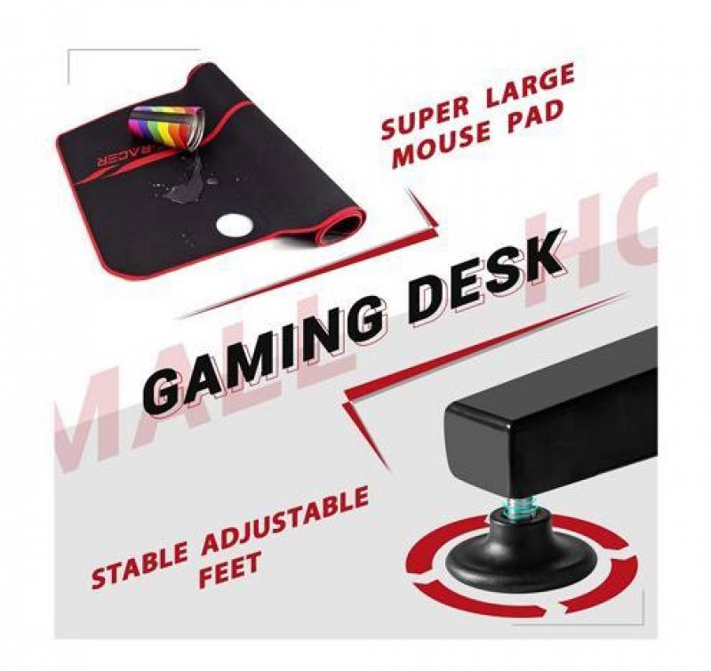 PTYTEC Computer Shop - Escritorio Gaming VITESSE Rack ZD01 de 63, Z Shape,  Mouse Pad XL, Portavasos, Rack USB Gamig y gancho de auriculares incluidos